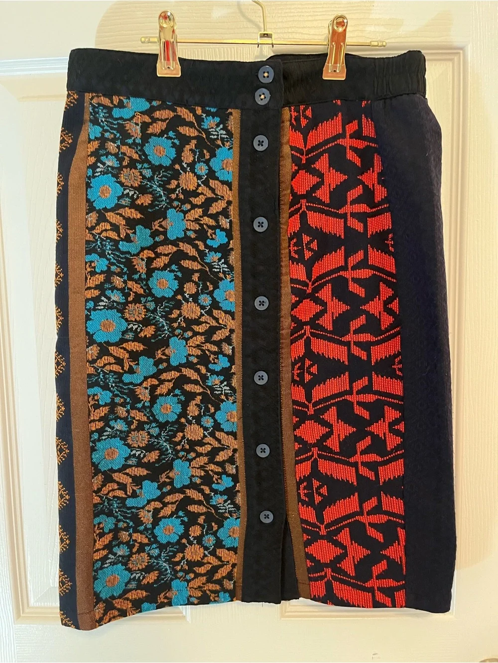 Dolan Left Coast Collection Boho Patchwork Button Front Skirt – XS